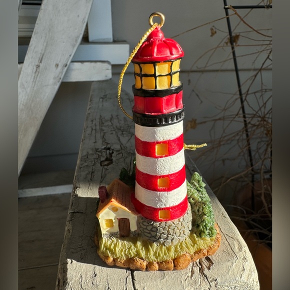 🐬 CLEARANCE ITEM: 4” Lighthouse Ornament with Gold Color Ribbon - Picture 3 of 10
